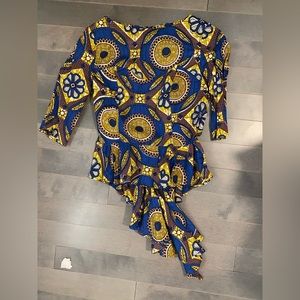 African print peplum style top